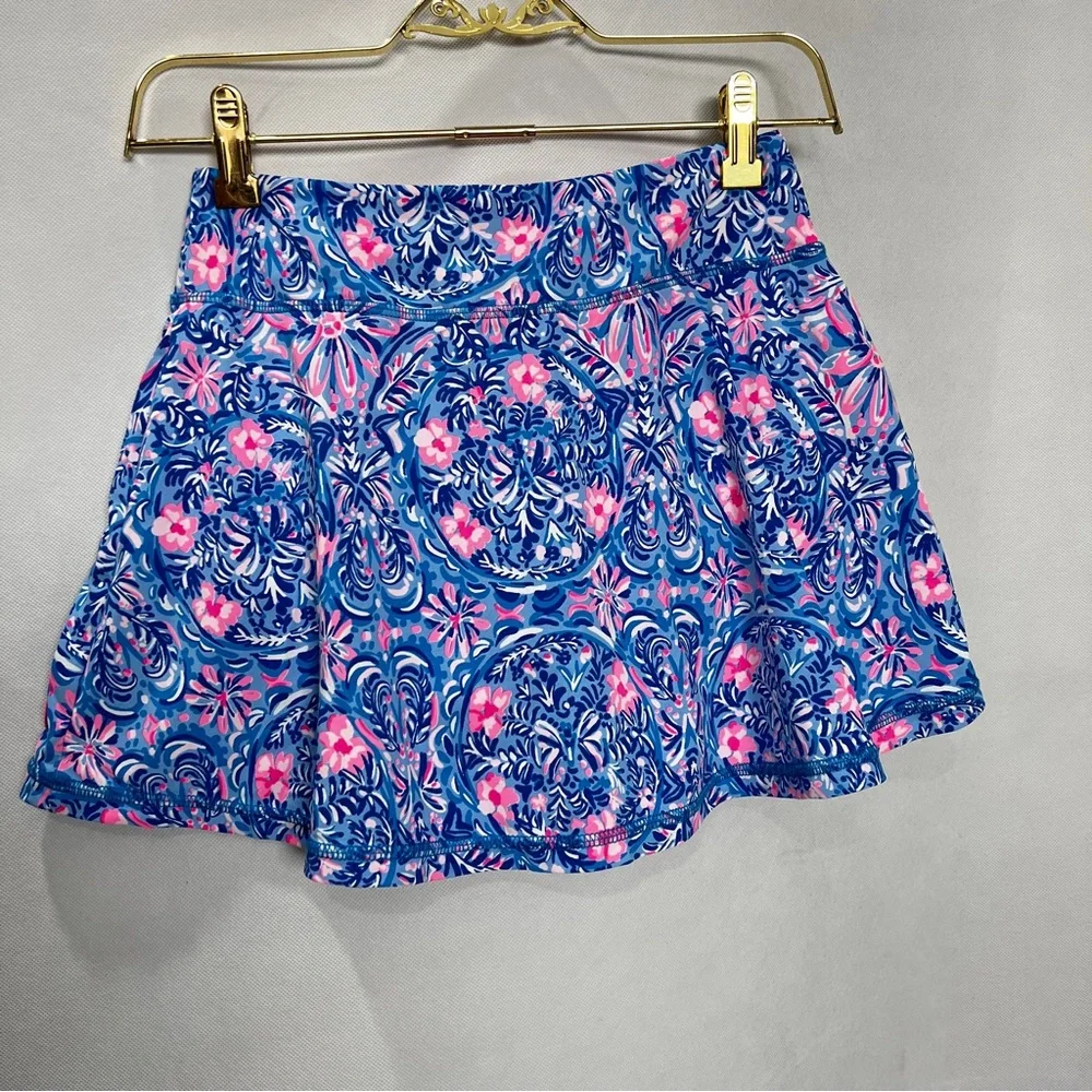 Lilly Pulitzer Luxletic Aila Skort Skirt Blue/Pink Floral Sz XXS Built-In Shorts - Picture 2 of 10